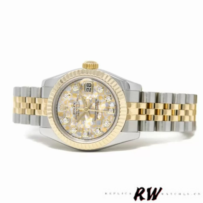 Rolex Datejust 179173 Jubilee Crystal Grey and Champagne Dial 26MM Lady Replica Watch
