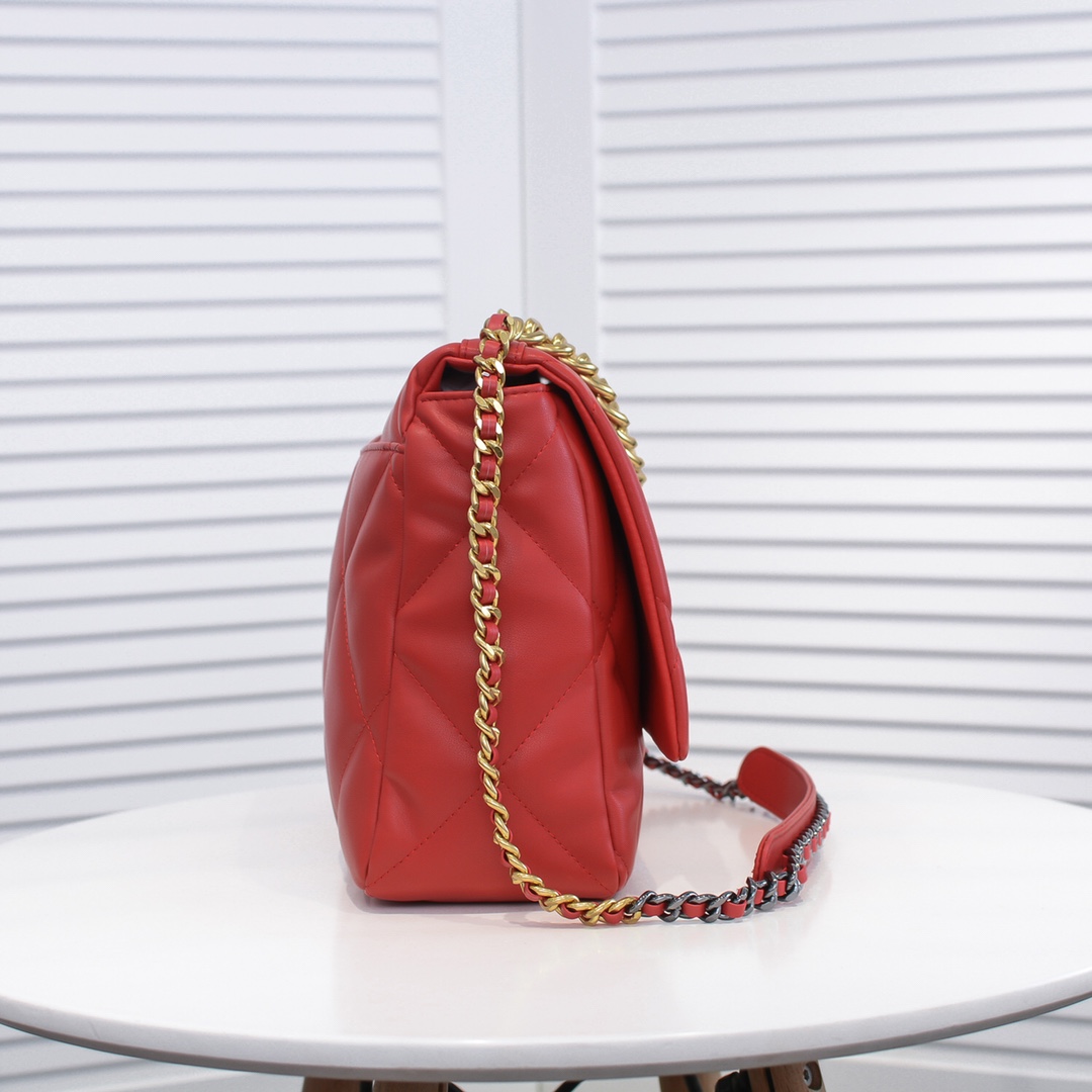 Chanel Lambskin Quilted Large19 Flap Shoulder Bag Handbag