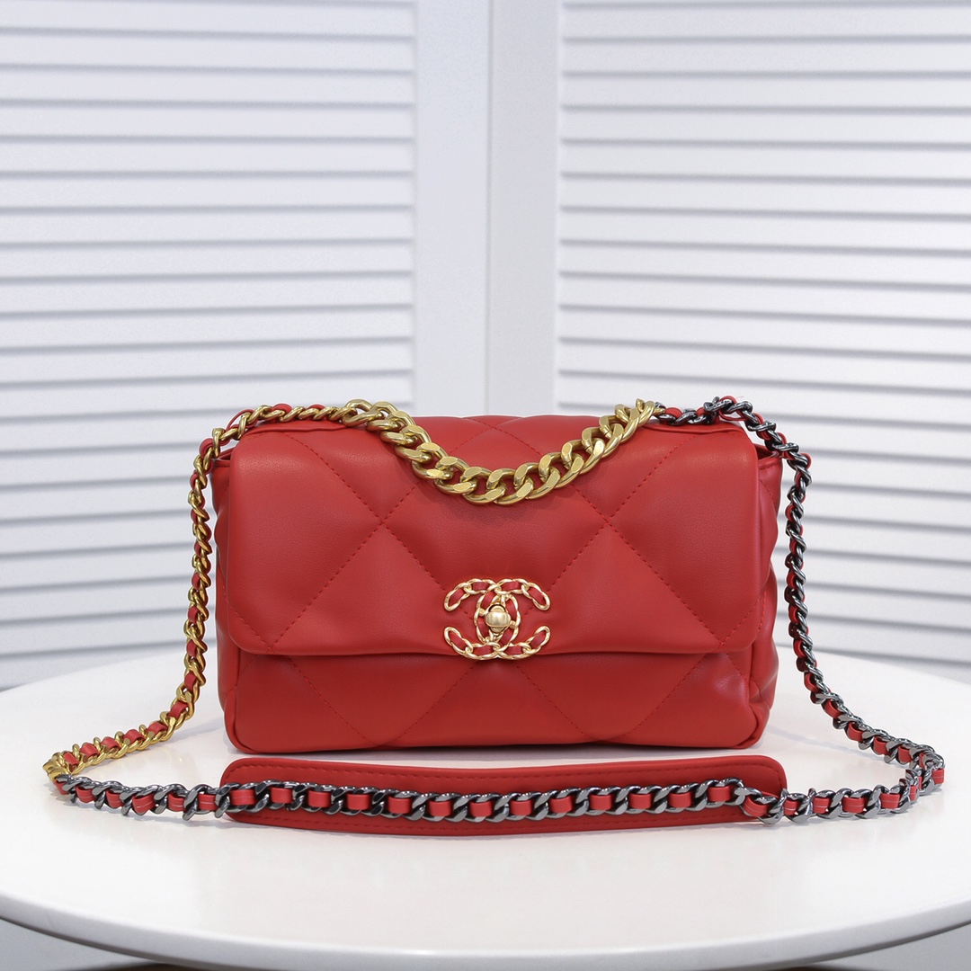 Chanel Lambskin Quilted Small 19 Flap Shoulder Bag Handbag