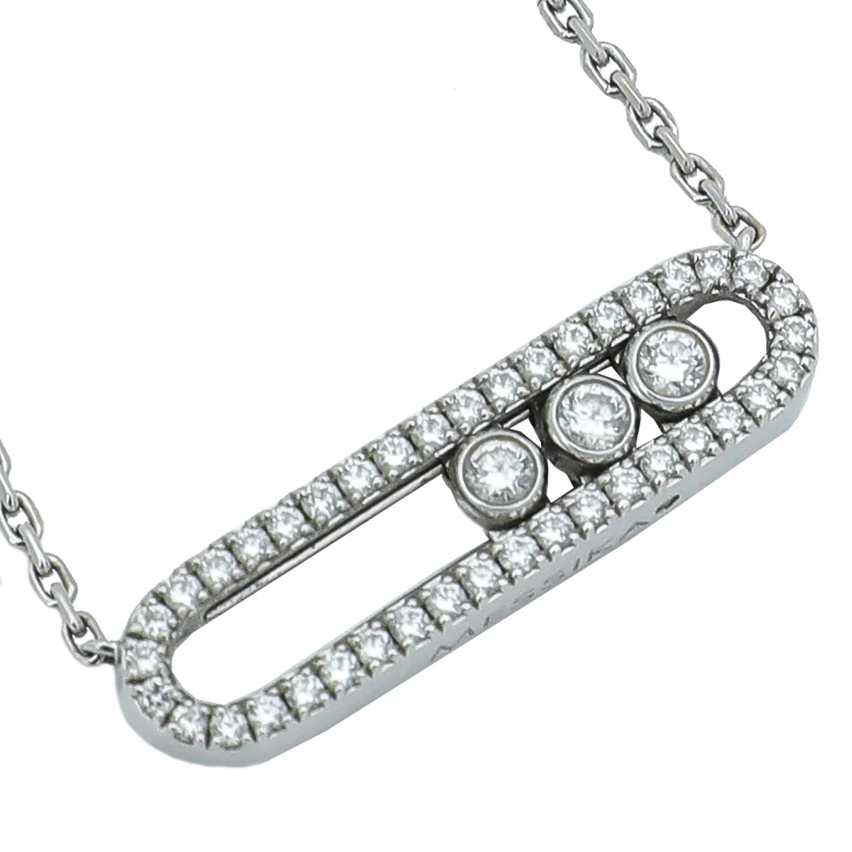 Messika 18K White Gold Pav茅 Diamond Baby Move Necklace
