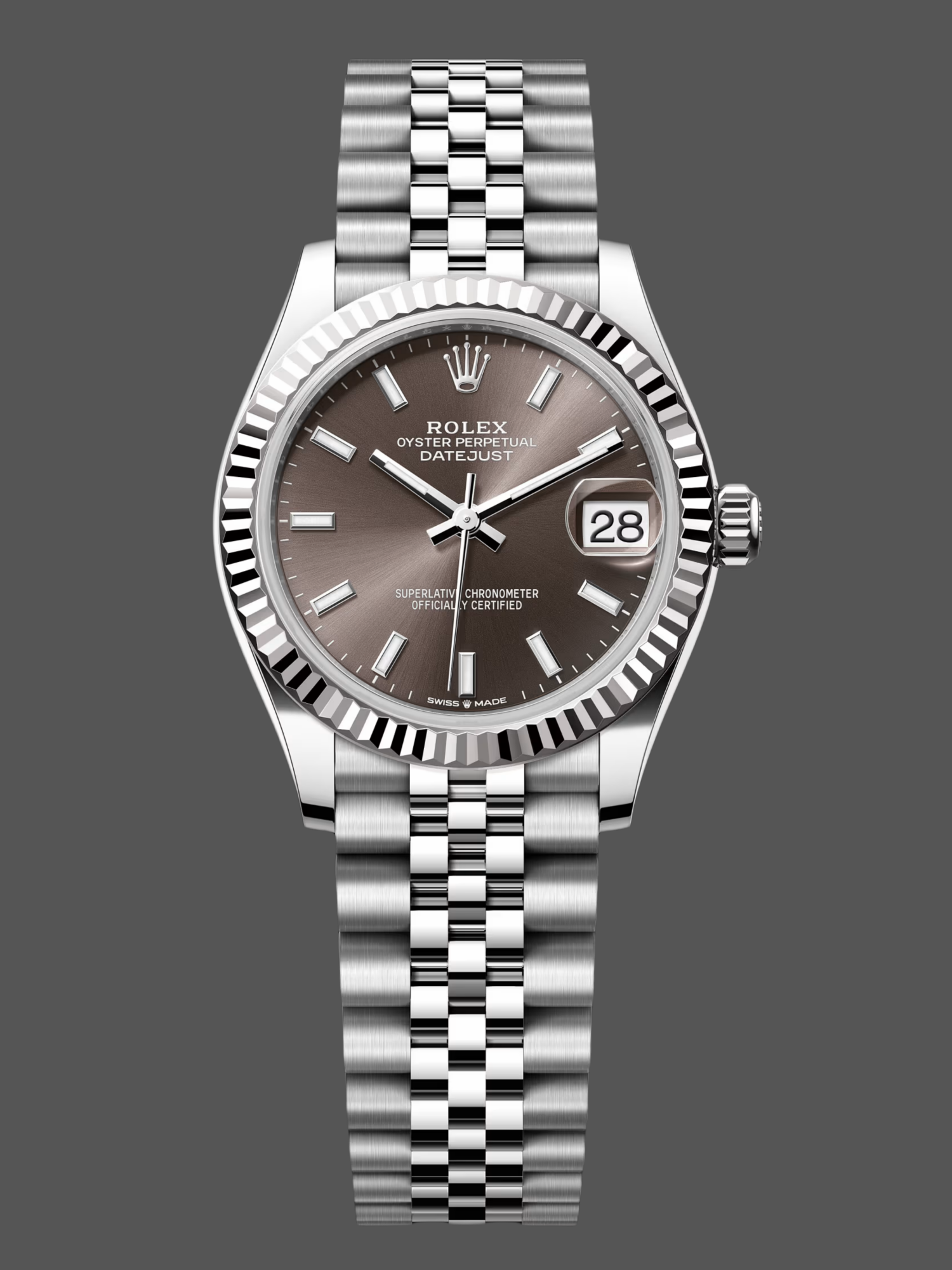Rolex Datejust 31 White Gold & Steel Dark Grey Dial 278274 0016 Women's Watch