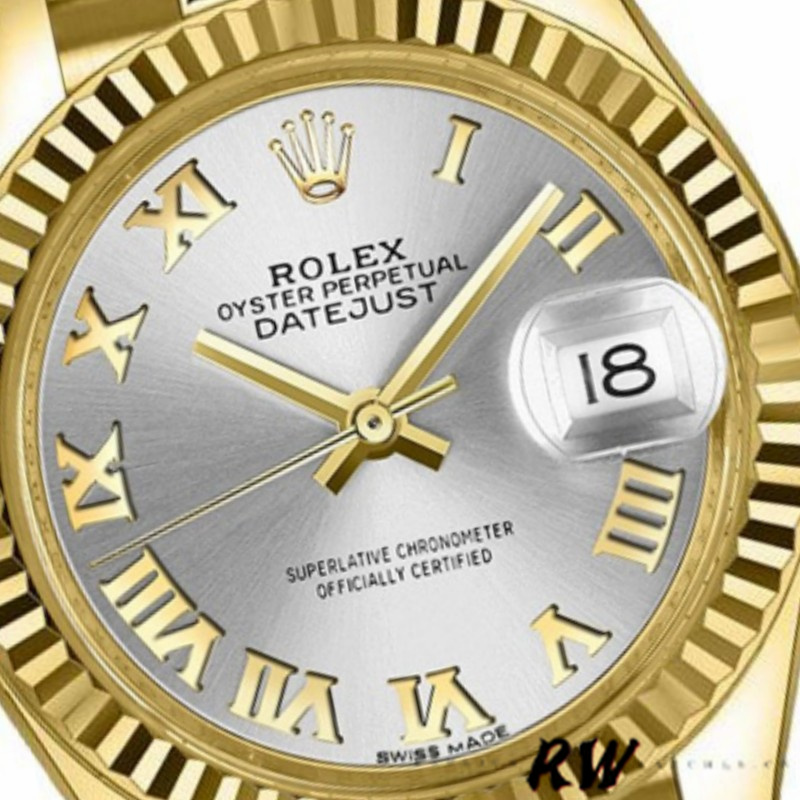 Rolex Datejust 279178 Silver Roman Dial Fluted Bezel 28mm Lady Replica Watch