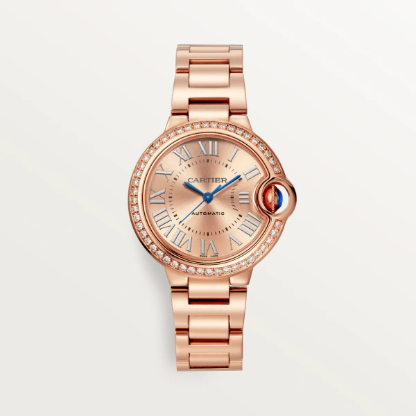 Cartier Ballon Bleu 33mm 18K Rose Gold & Diamonds Lady��s Watch, WJBB0077