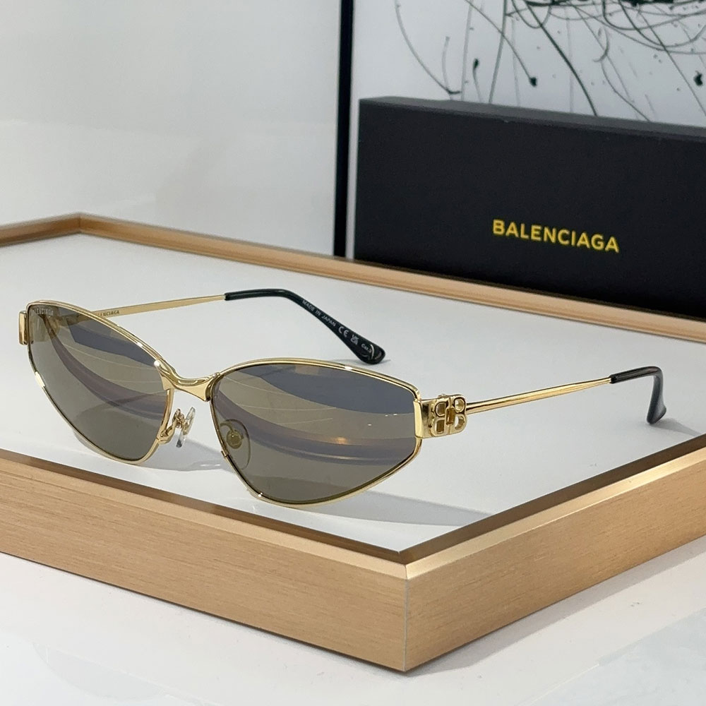 Balenciaga Metal Thin Mirror leg Strap Logo sunglasses Top quality （Replica）