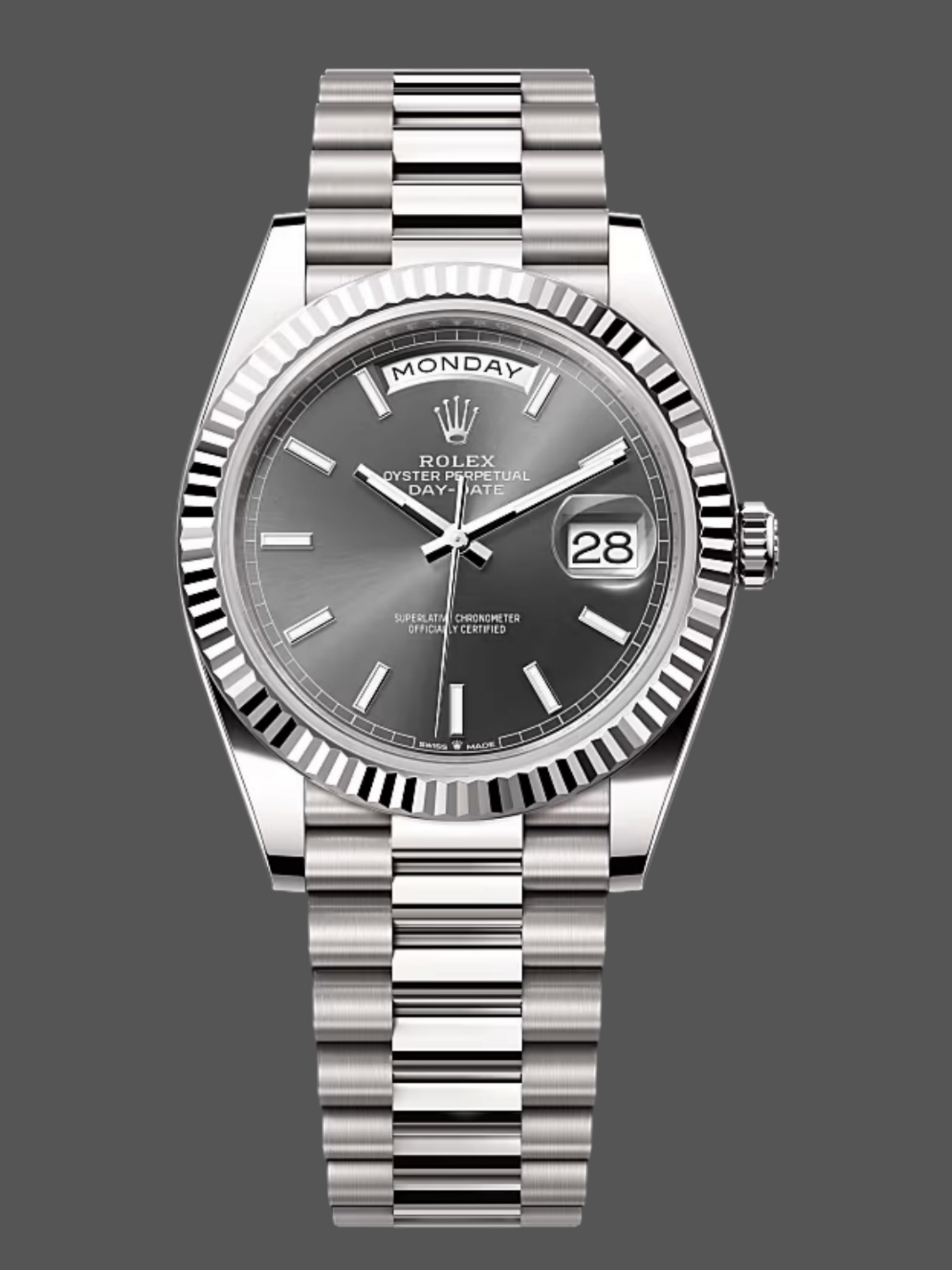 Rolex Day Date 40 18K White Gold Slate Dial M228239 0060 Men's Watch