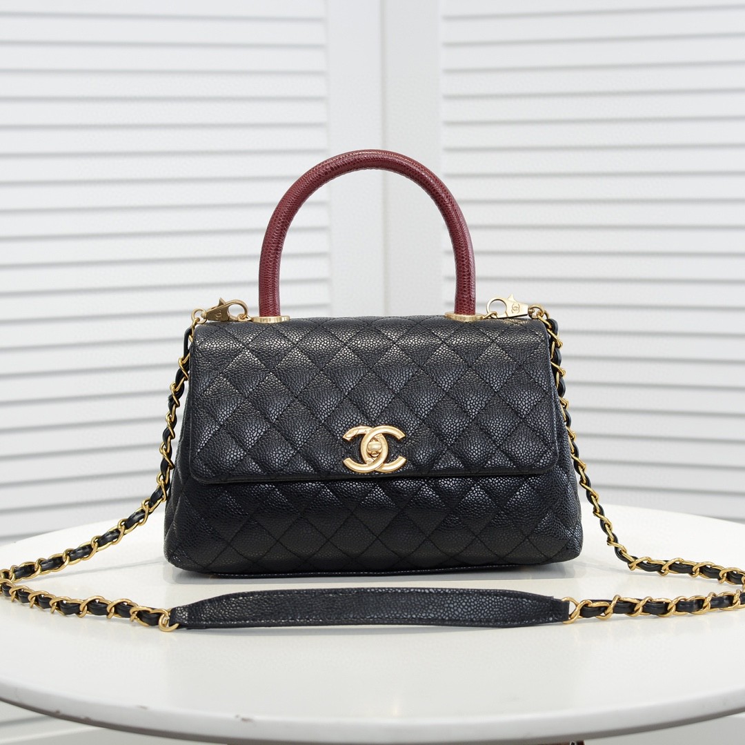 Chanel Stripe Gold Buckle Medium Shoulder Bag Handbag