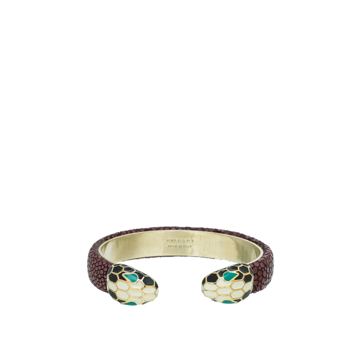 Bvlgari Burgundy Serpenti Forever Galuchat Cuff Bracelet