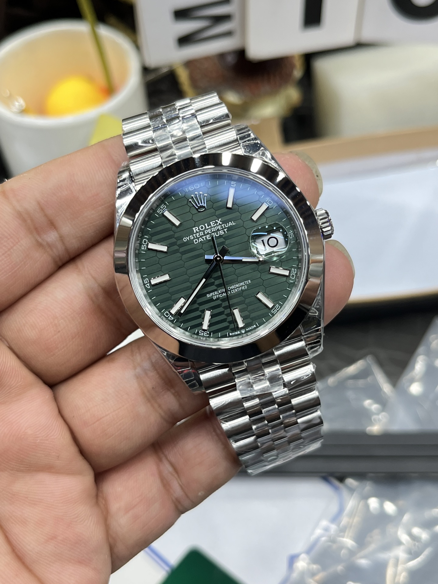 Rolex Datejust 41 Mint Green Dial with Smooth Bezel 126300 Men's Watch