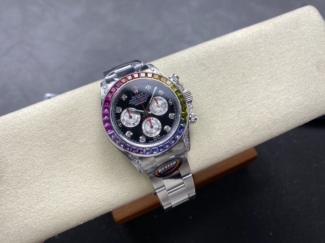 Rolex Daytona 116599RBOW Rainbow White Gold Black Dial Sapphire Bezel