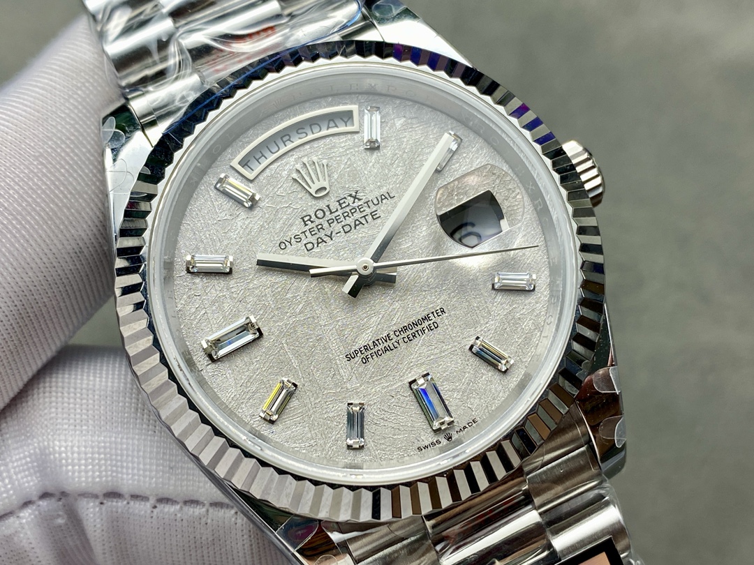 Rolex Day-Date 228239 Meteorite Grey Dial Fluted Bezel 40mm Mens Replica Watch