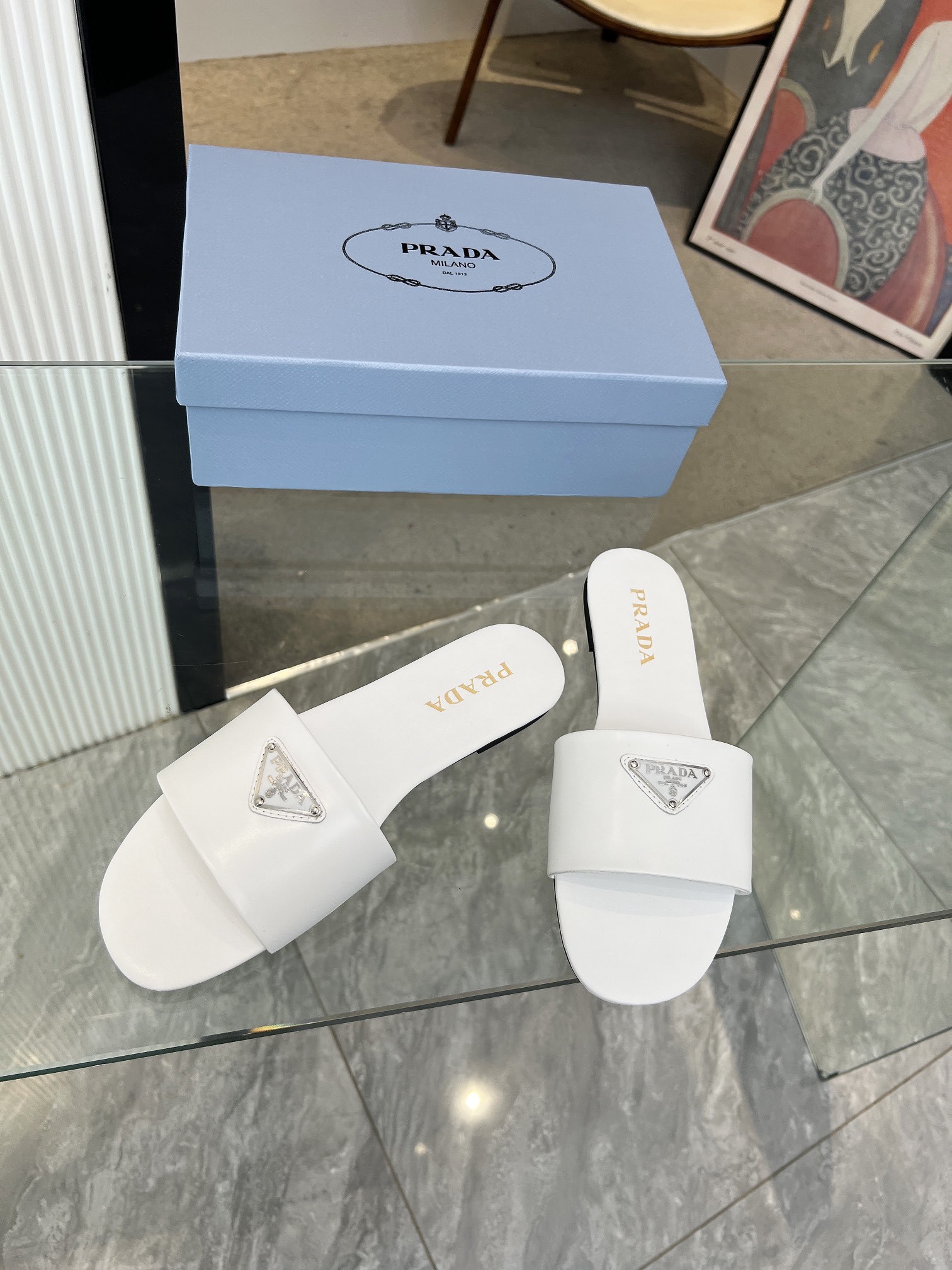Prada Shoes Triangle logo women's slippers
