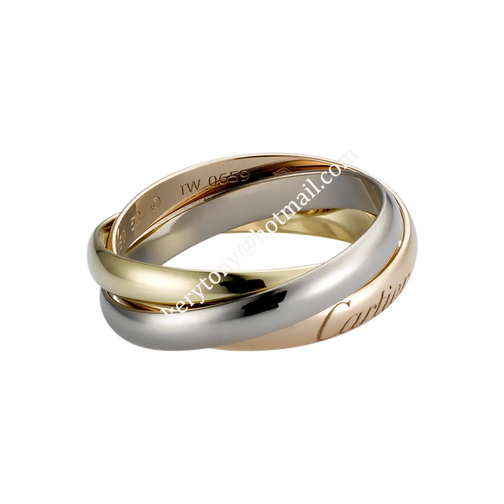 Popular Trinity De Cartier Small Ring White Gold/Yellow Gold/Pink Gold with Diamonds B4086100 Fake