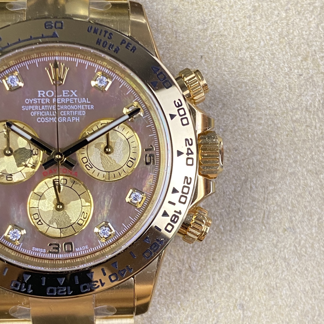 Rolex Daytona 116508 Yellow Gold Black Mother Of Pearl Dial 40MM Mens Replica Watch