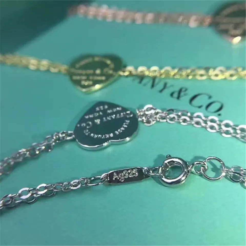 Return To Tiffany Dual Chain Heart Tag Bracelet Silver/Rose Gold/Yellow Gold Party Style Women Fine Jewelry Malaysia GRP06398