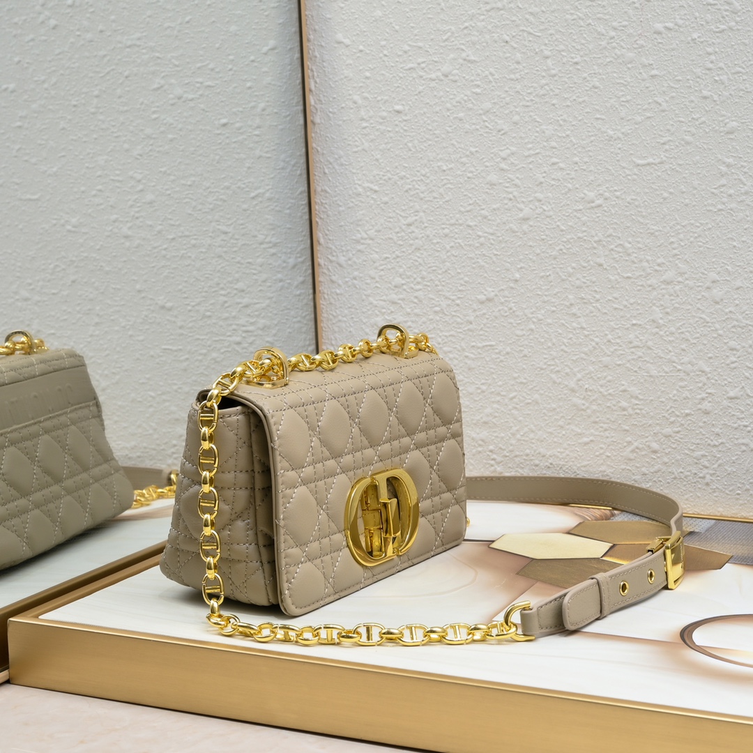 Small Dior Caro Bag Apricot 9797 XB091 21cm