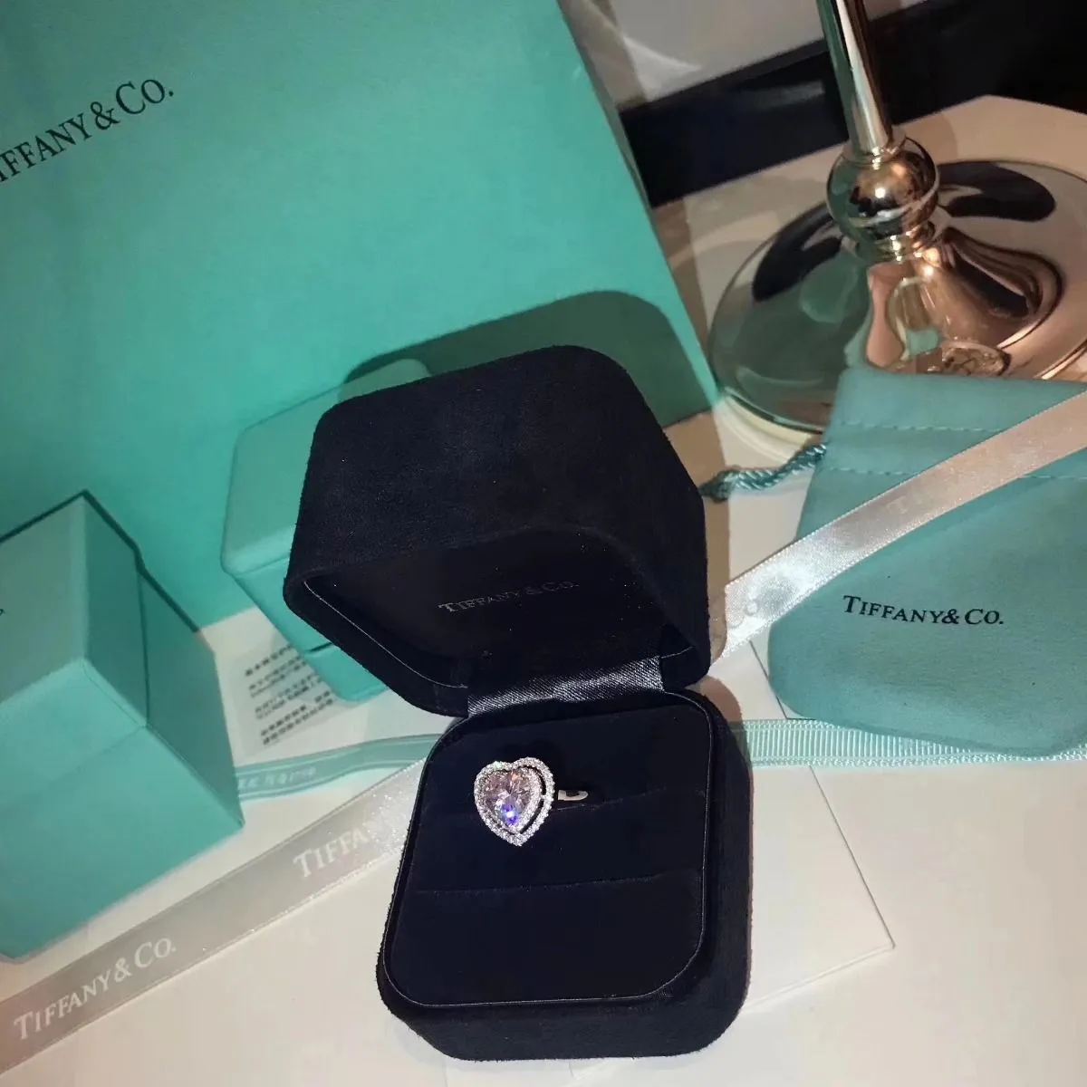 Cheap Tiffany Double Layer Hearts Diamonds Ring Chicago Cool Style Lady Jewelry