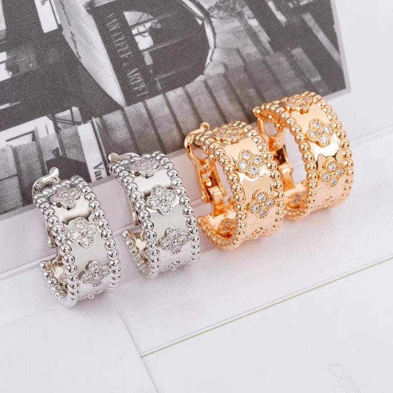 Van Cleef & Arpels Kaleidoscope Earrings, Perl茅e clovers hoop earrings