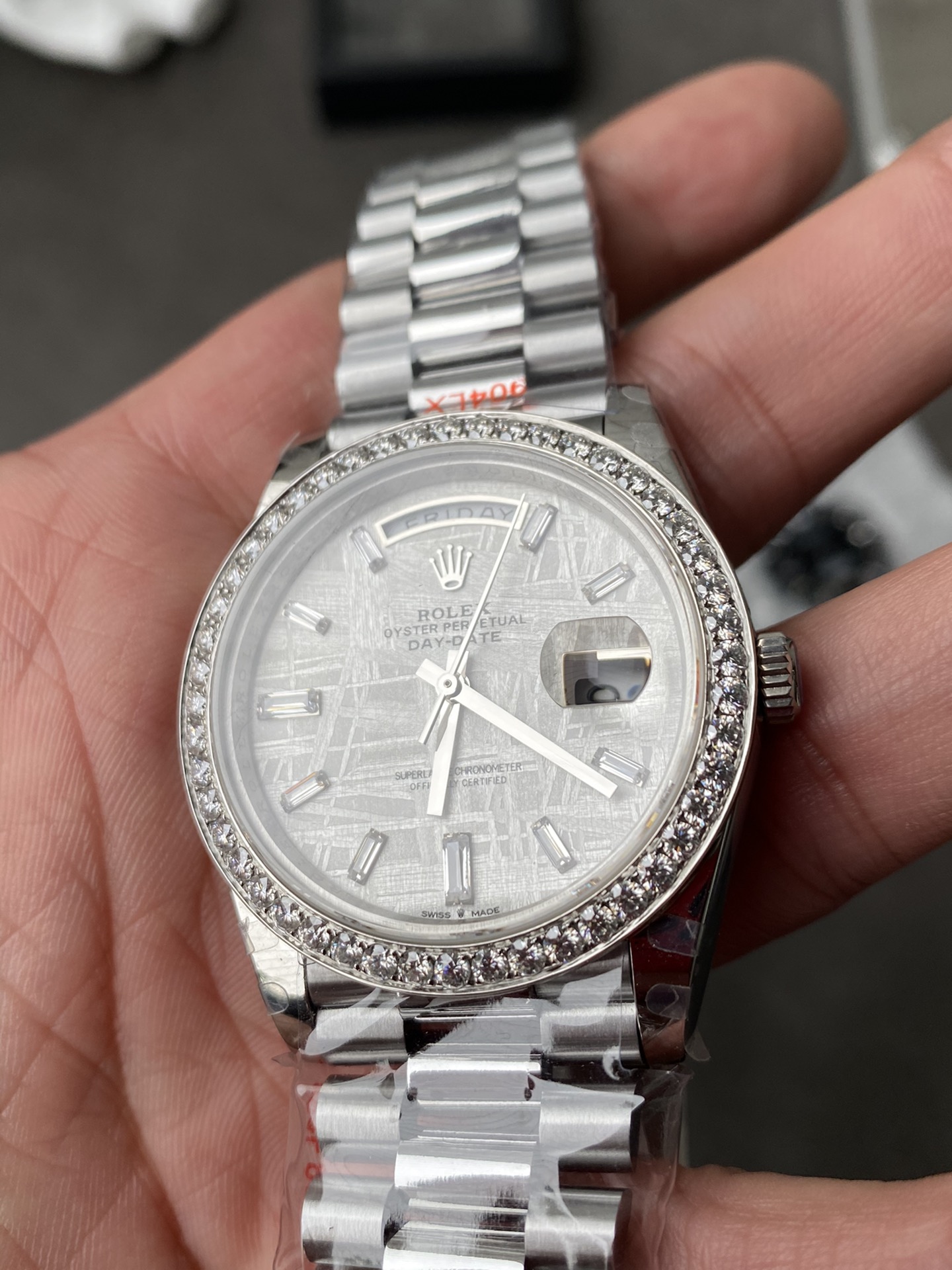 Rolex Day-Date 228349RBR Meteorite Dial Diamond Bezel 40mm Mens Replica Watch