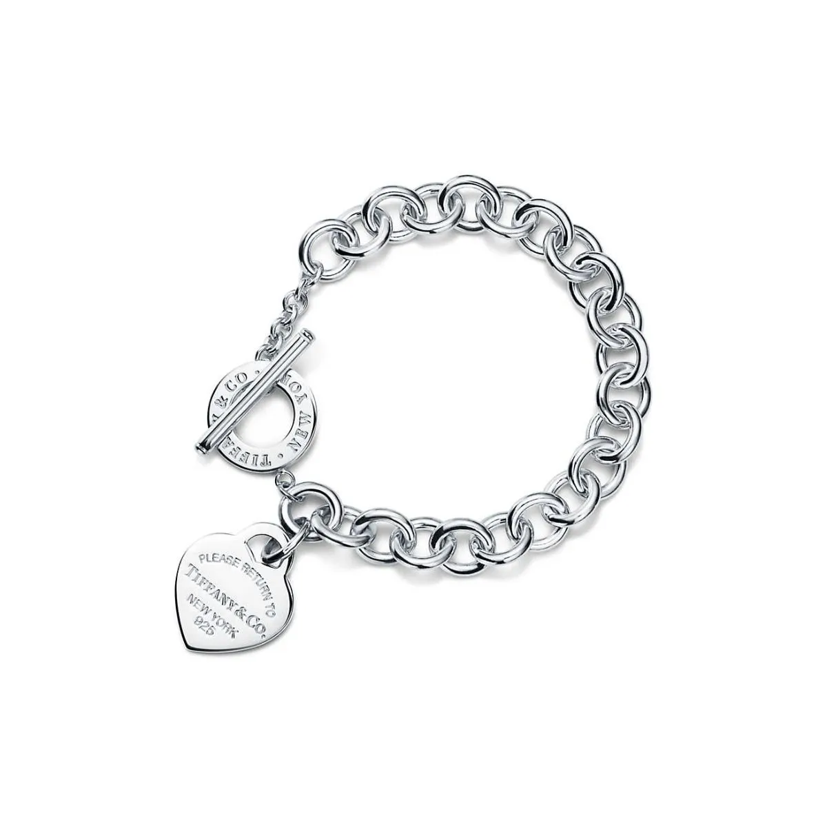 Tiffany Return To Classic New York Heart Pendant Thick Link Bracelet Silver/Yellow Gold/Rose Gold For Sale HK