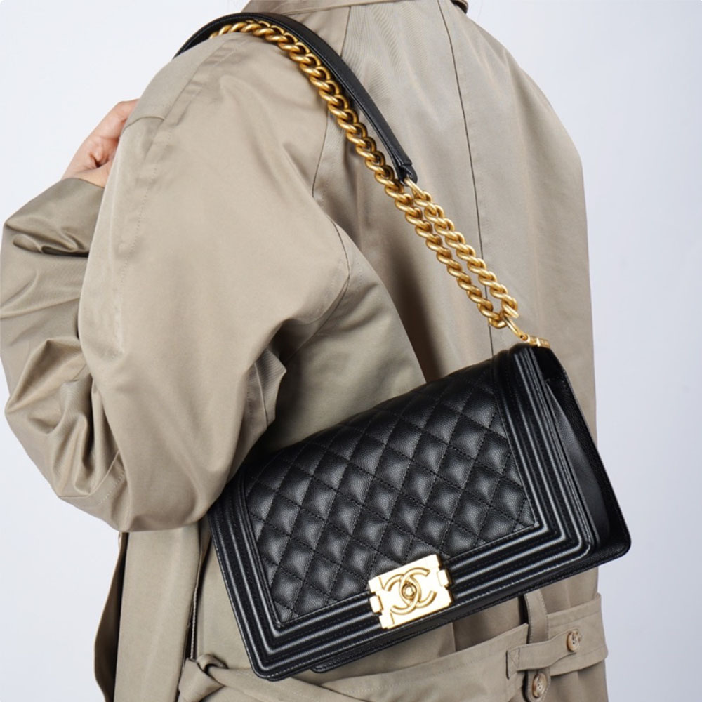 Chanel LEBOY Medium 25CM Caviar+Calfskin Shoulder Bag (Replica)