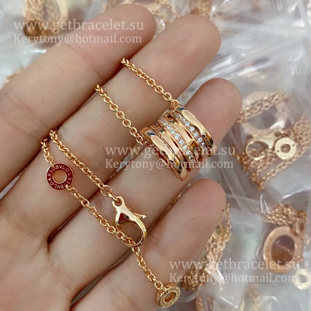 B.zero1 Design Legend Necklace with Rose Gold Pendant Set with Pave Diamonds