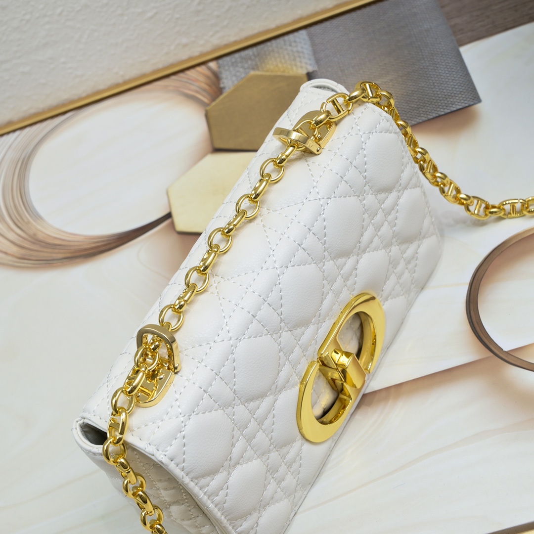 Small Dior Caro Bag White 9797 XB091 21cm