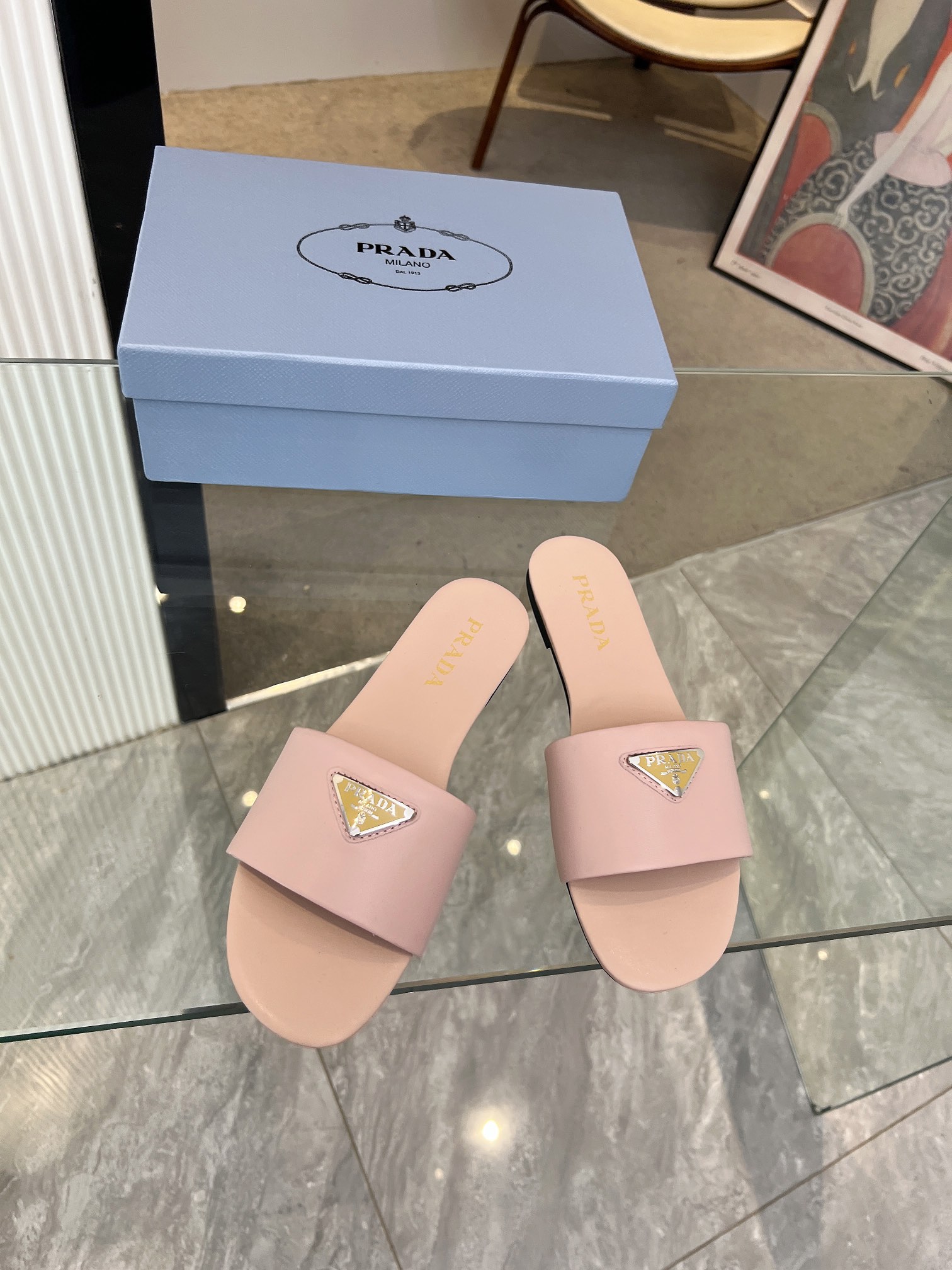 Prada Shoes Triangle logo women's slippers