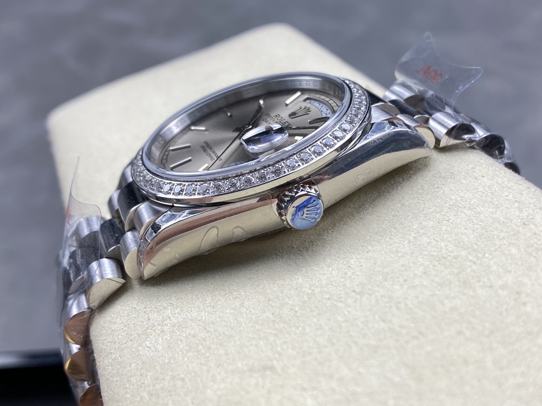 Rolex Day Date 36mm Platinum and Diamonds Bezel 128396tbr 0004