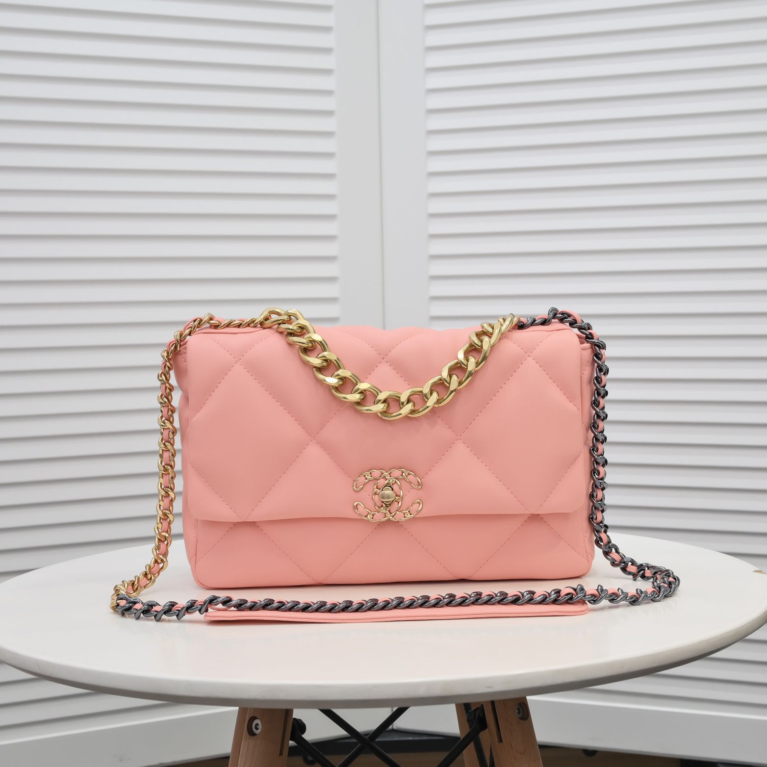Chanel Lambskin Quilted Medium19 Flap Shoulder Bag Handbag