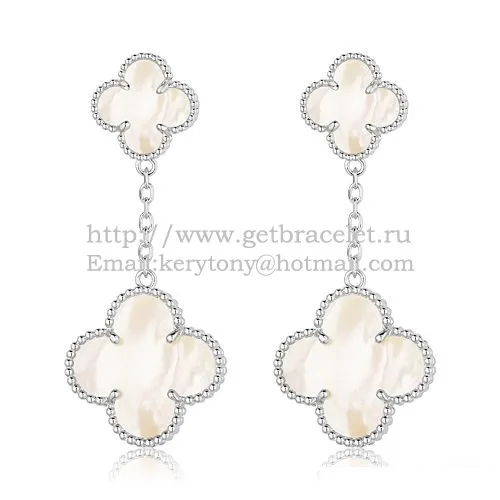 Van Cleef & Arpels Magic Alhambra Earrings White Gold With White Mother Of Pearl
