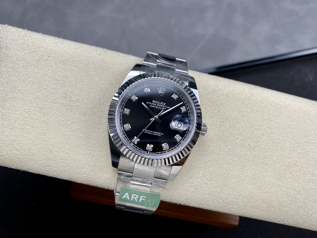 Rolex Datejust 41 Fluted Bezel Black Diamond Dial m126334 0011 Mens Replica Watch