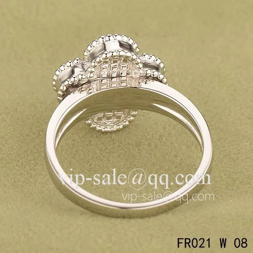 Replica Van Cleef Vintage Alhambra Ring In White Gold With Onyx