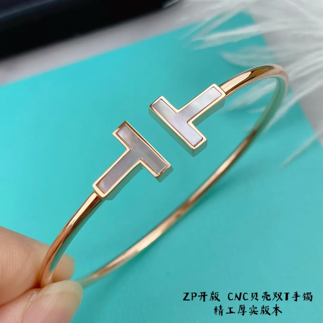Tiffany T Wire Bracelet in Rose Gold with Mother-of-pearl