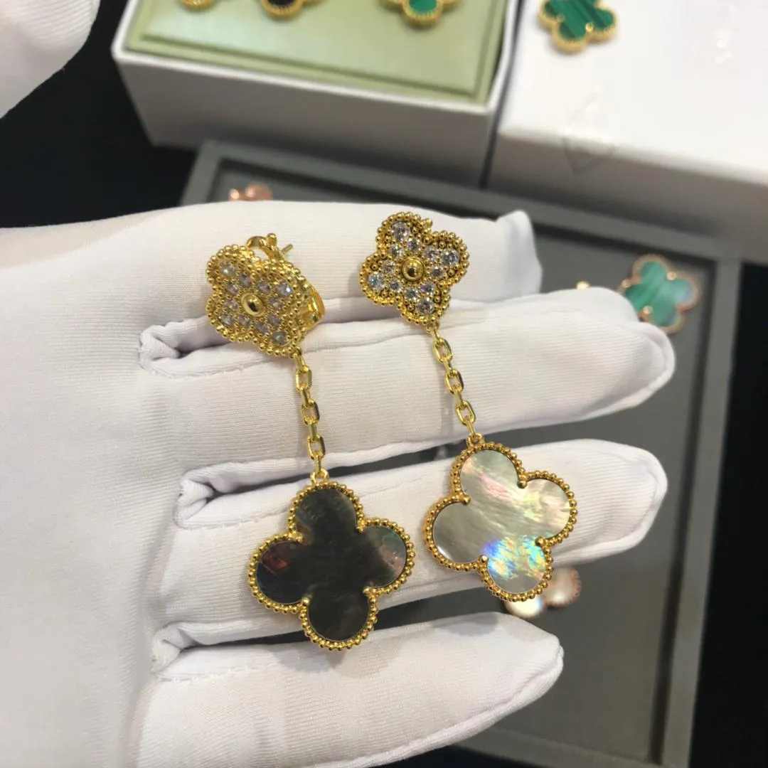 Van Cleef & Arpels Magic Alhambra Earrings 2 motifs Mother-of-pearl with Diamonds
