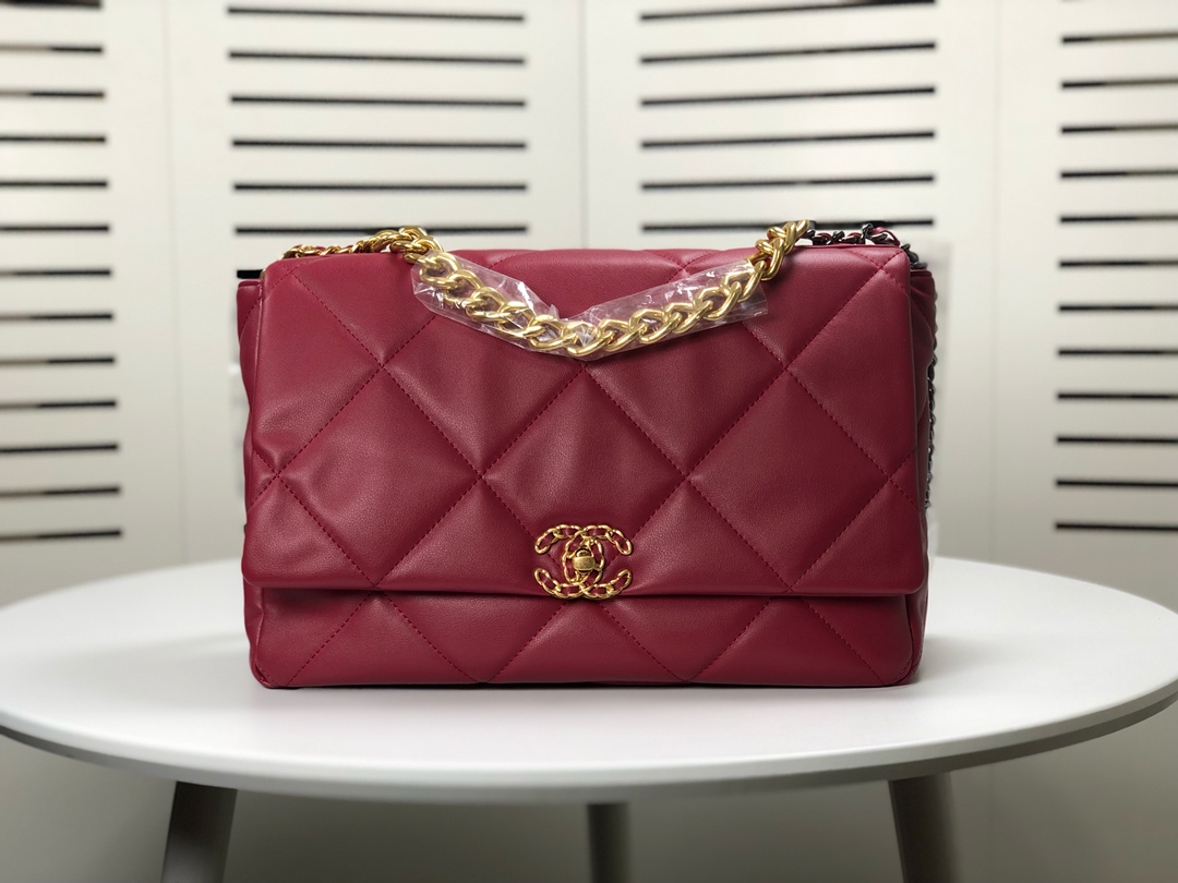 Chanel Lambskin Quilted Large19 Flap Shoulder Bag Handbag