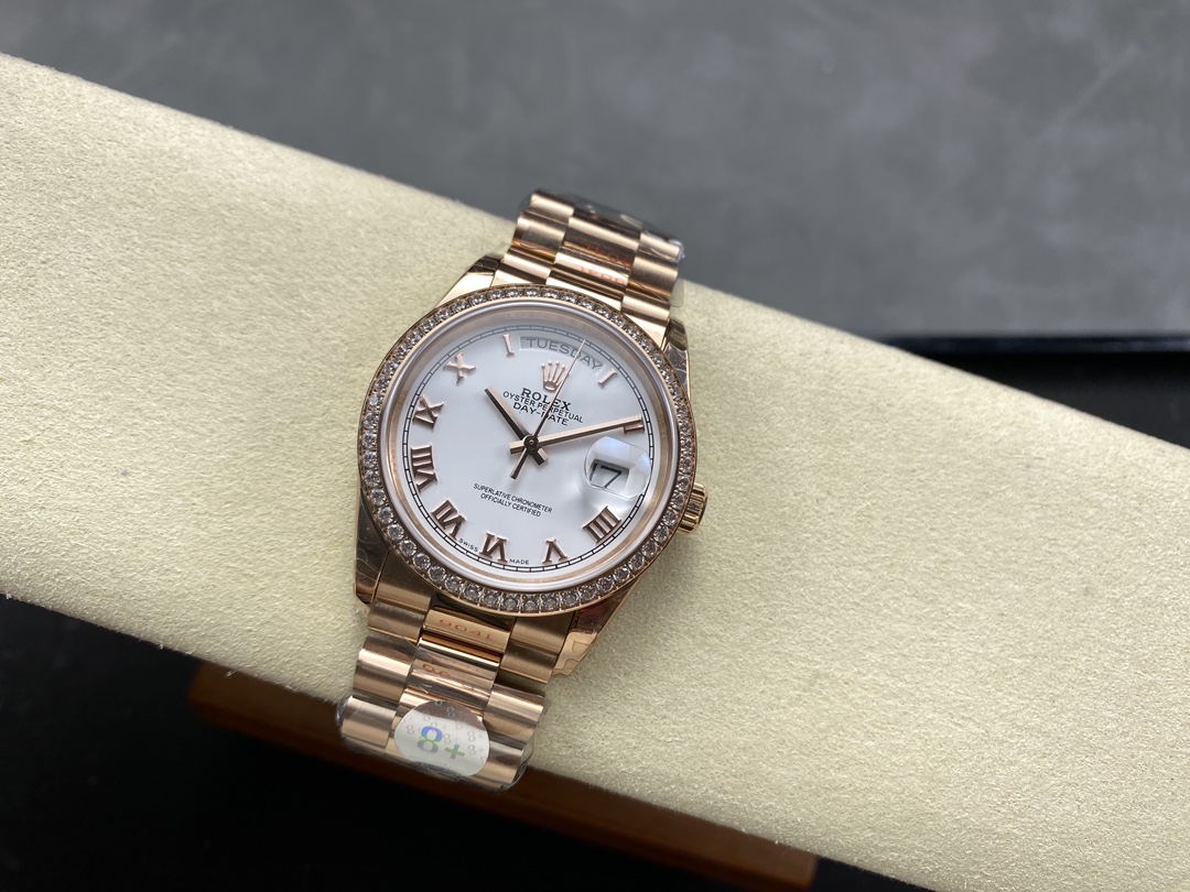 Rolex Day-Date 128345RBR White Dial Everose Gold 36MM Unisex Replica Watch