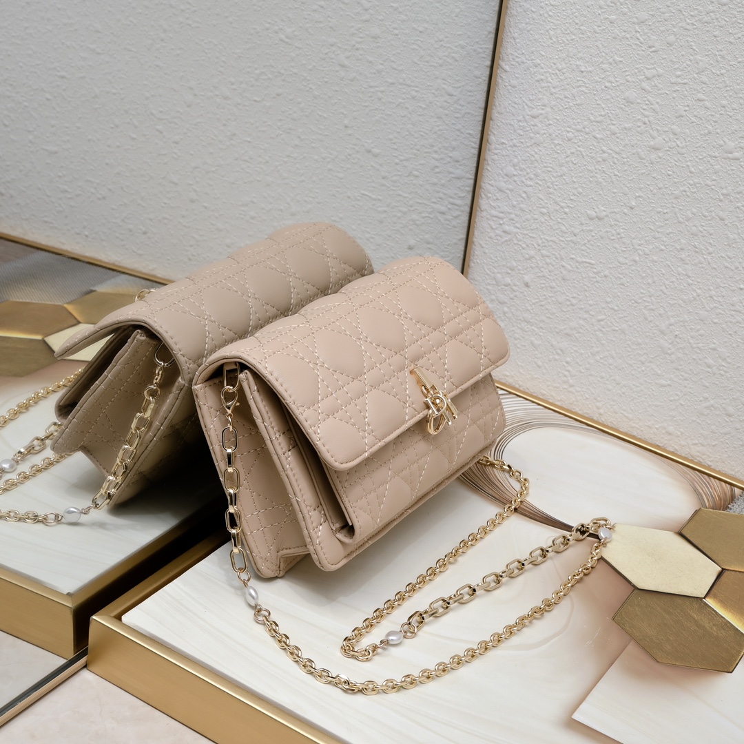 Dior Lady Dior Daily Chain Pouch Cannage lambskin Shoulder Bag Handbag