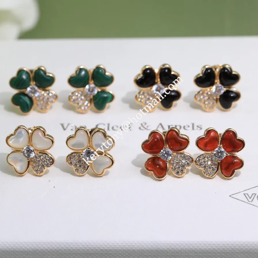 Most Fashion Van Cleef Arpels Cosmos Earrings Rose Gold With Diamond White/Red/Black/Green Online