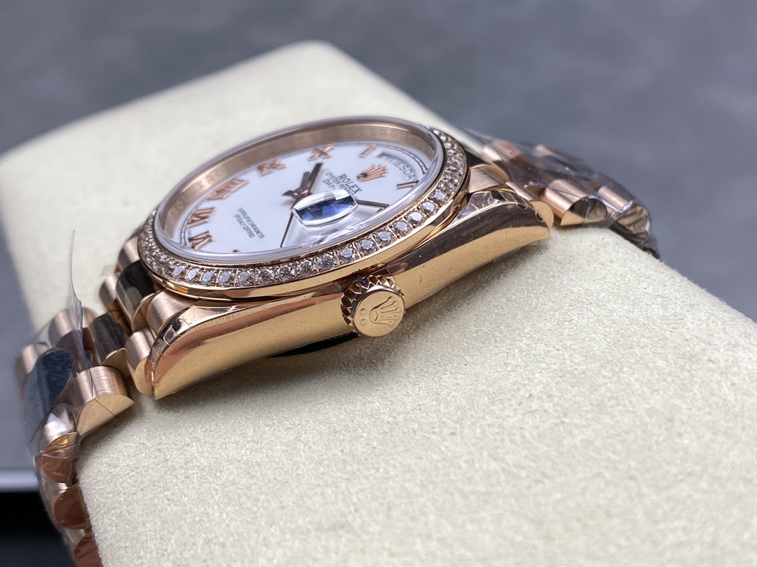Rolex Day-Date 128345RBR White Dial Everose Gold 36MM Unisex Replica Watch
