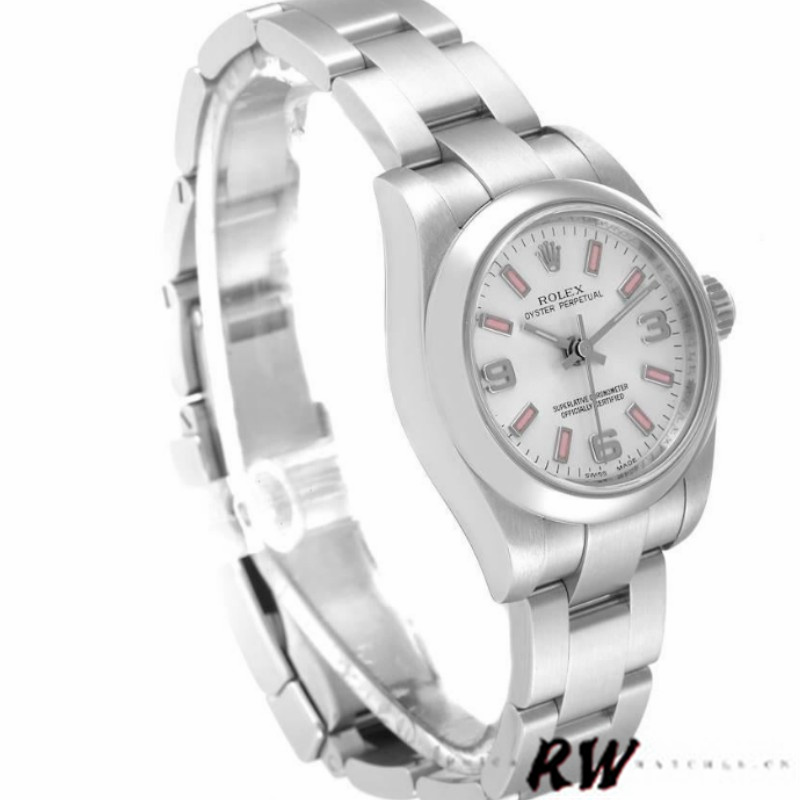 Rolex Oyster Perpetual 176200 Silver Dial Pink Luminous Markers 26MM Lady Replica Watch