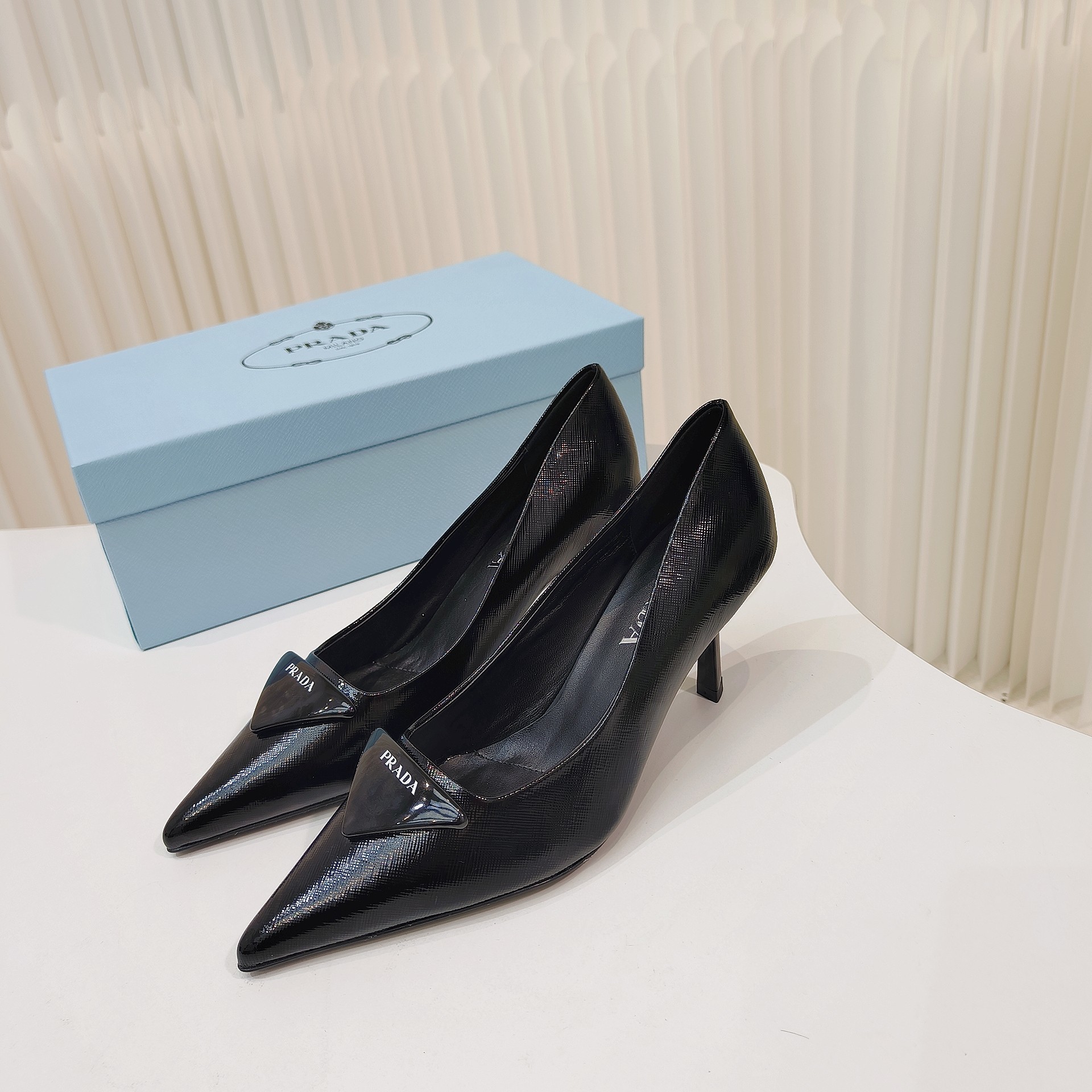 Prada Shoes Bright leather pointed high heels