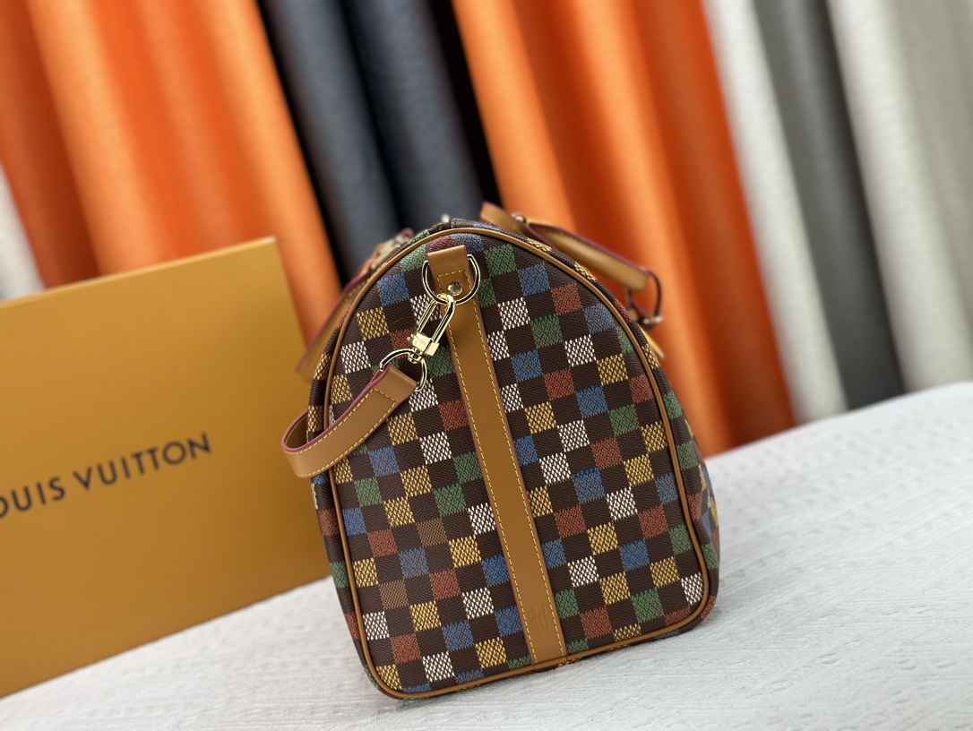 Louis Vuitton Keepall Bandouli猫re 50 Travel Bag M11674 M41416 Damier Flags