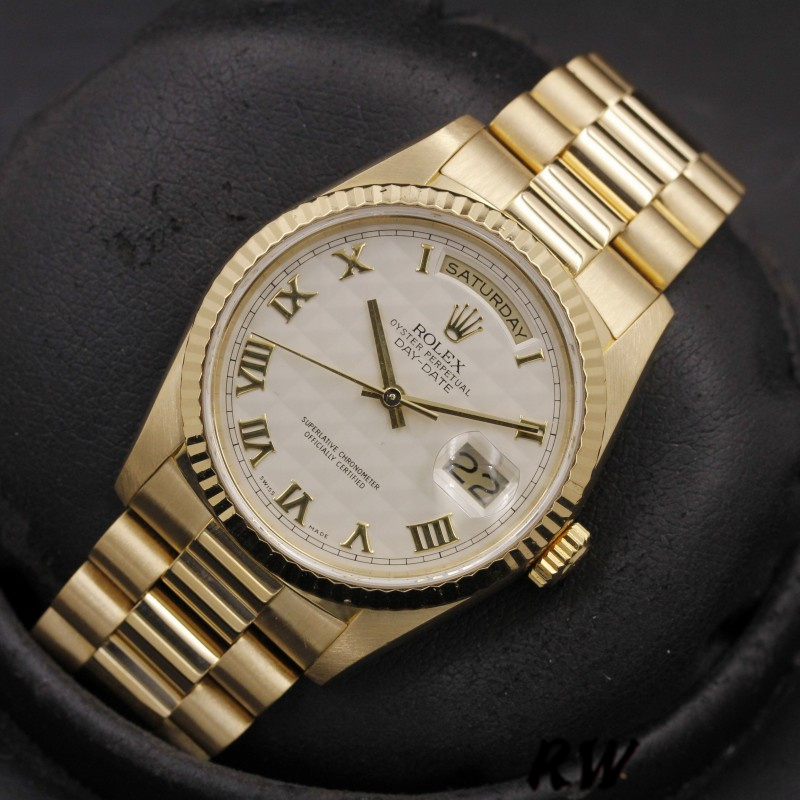 Rolex Day-Date 118238 Ivory Dial Fluted Bezel 36mm Unisex Replica Watch