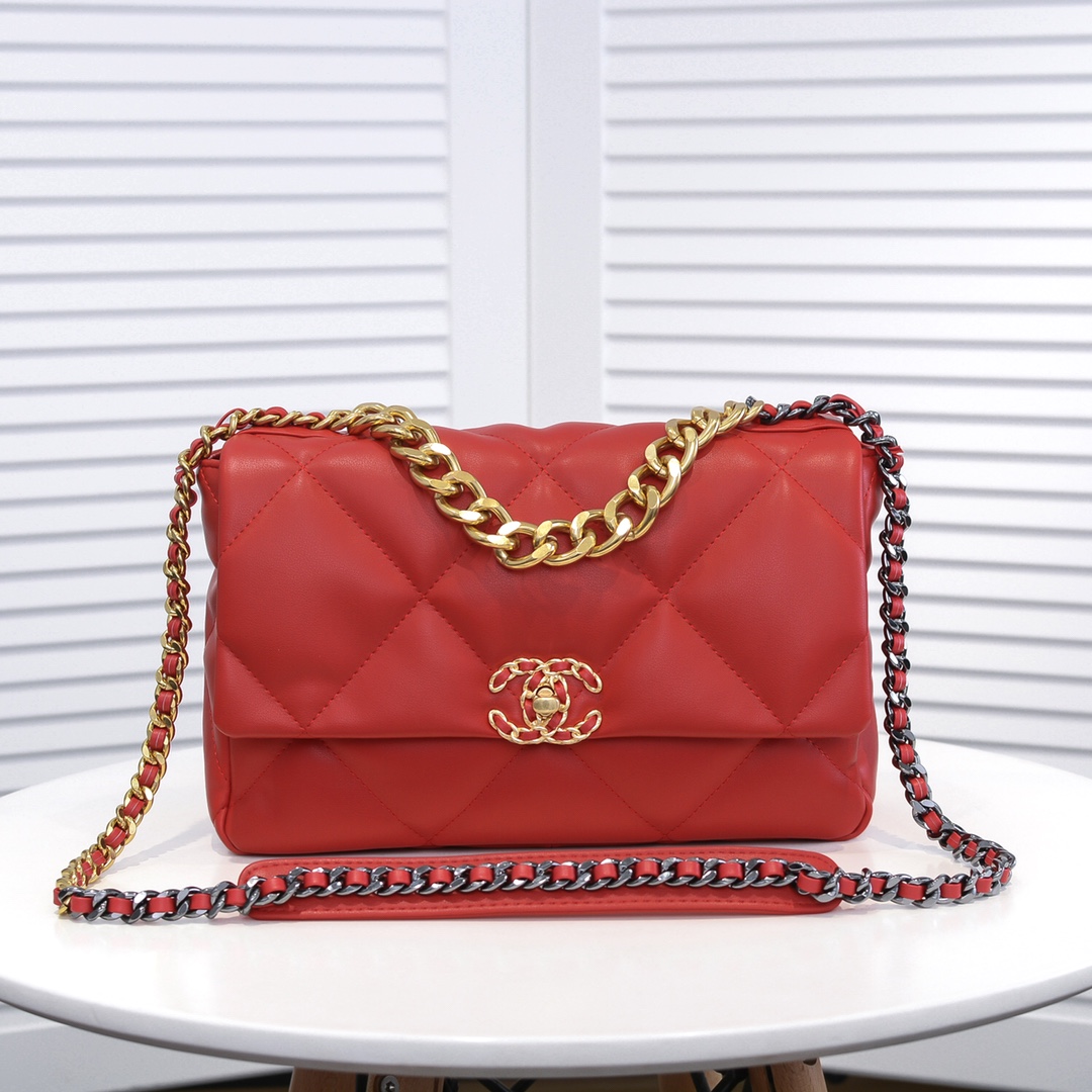 Chanel Lambskin Quilted Medium19 Flap Shoulder Bag Handbag