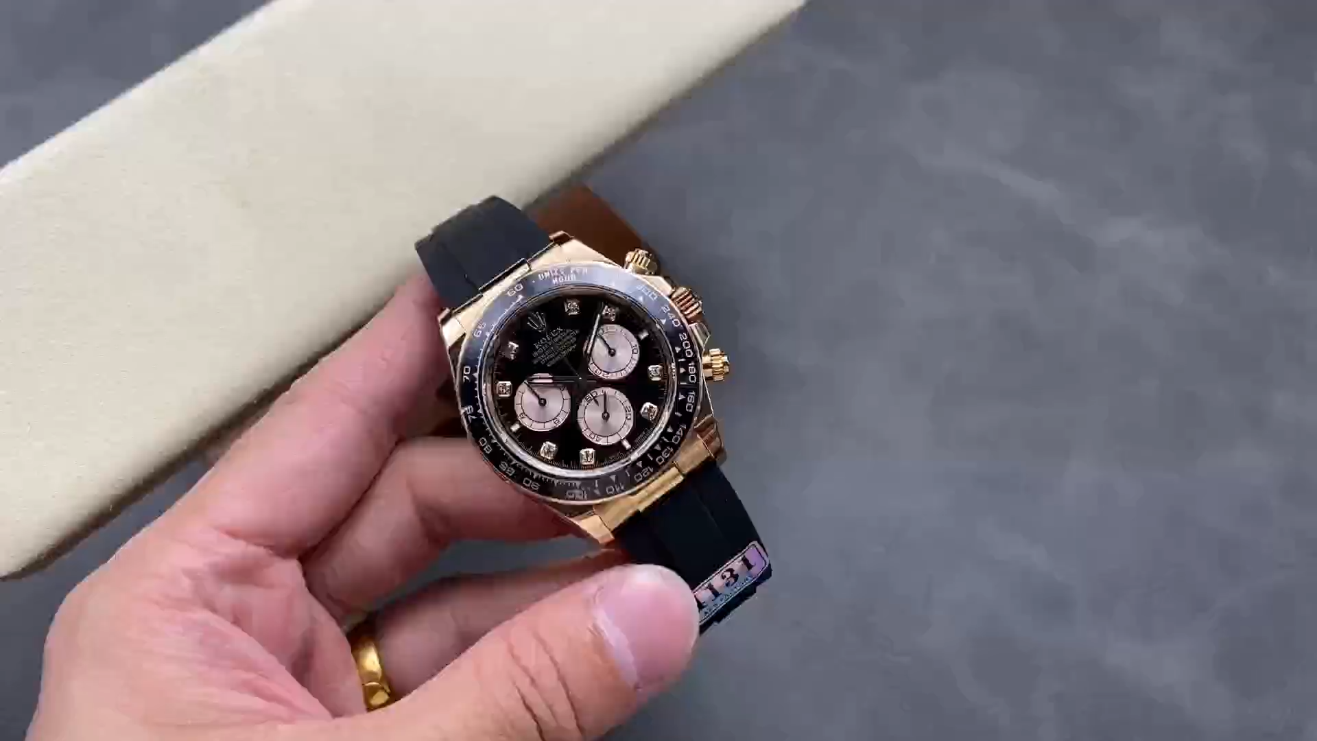 Rolex Daytona Everose Rubber 126515LN 0004 Black Dial Diamond Watch
