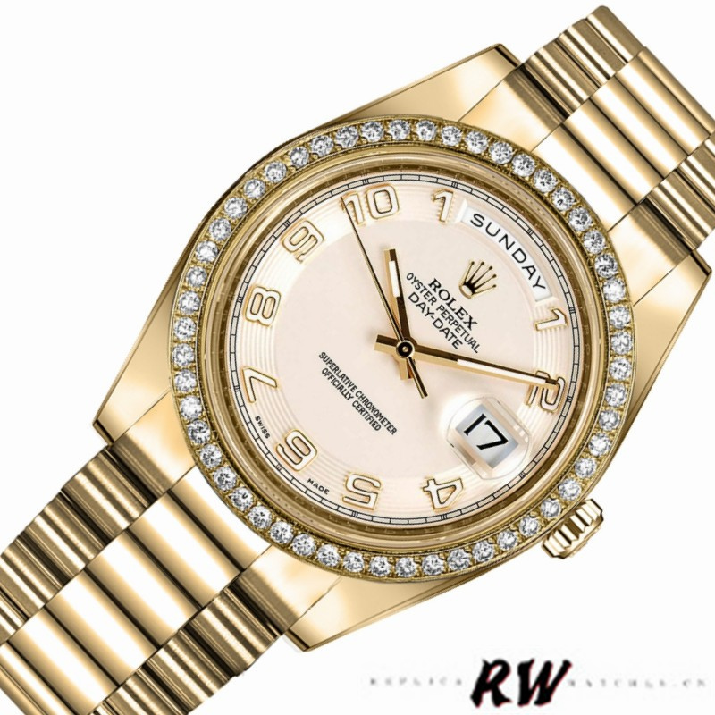 Rolex Day-Date 218348 Concentric Circle Ivory Dial 41MM Mens Replica Watch