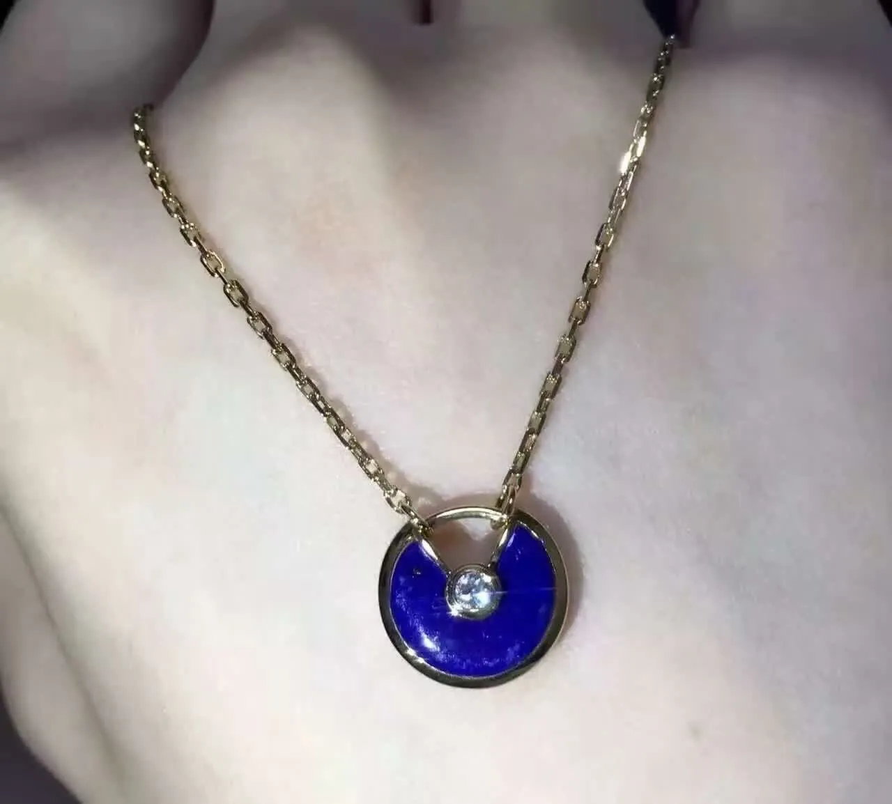 Amulette de Cartier Lapis Lazuli Diamond Necklack in Yellow Gold, White Gold and Pink Gold