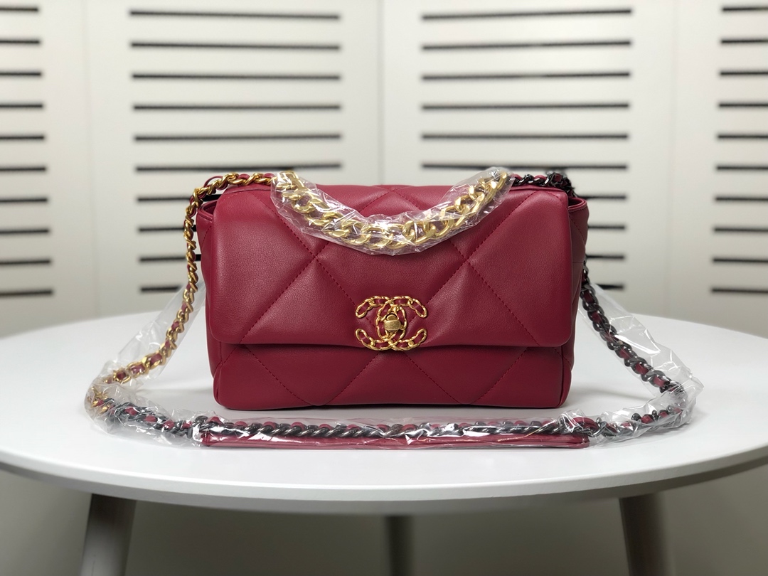 Chanel Lambskin Quilted Small 19 Flap Shoulder Bag Handbag