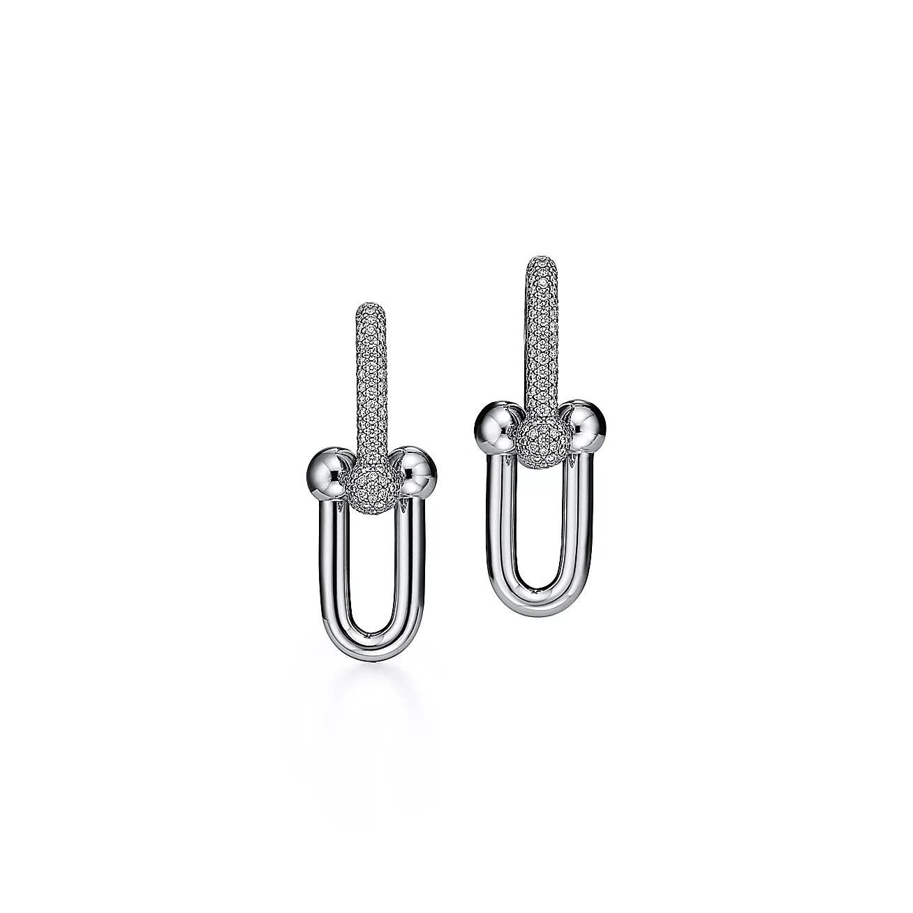 Tiffany HardWear Large Link Earrings, Diamonds, Gold & White Gold & Rose Gold