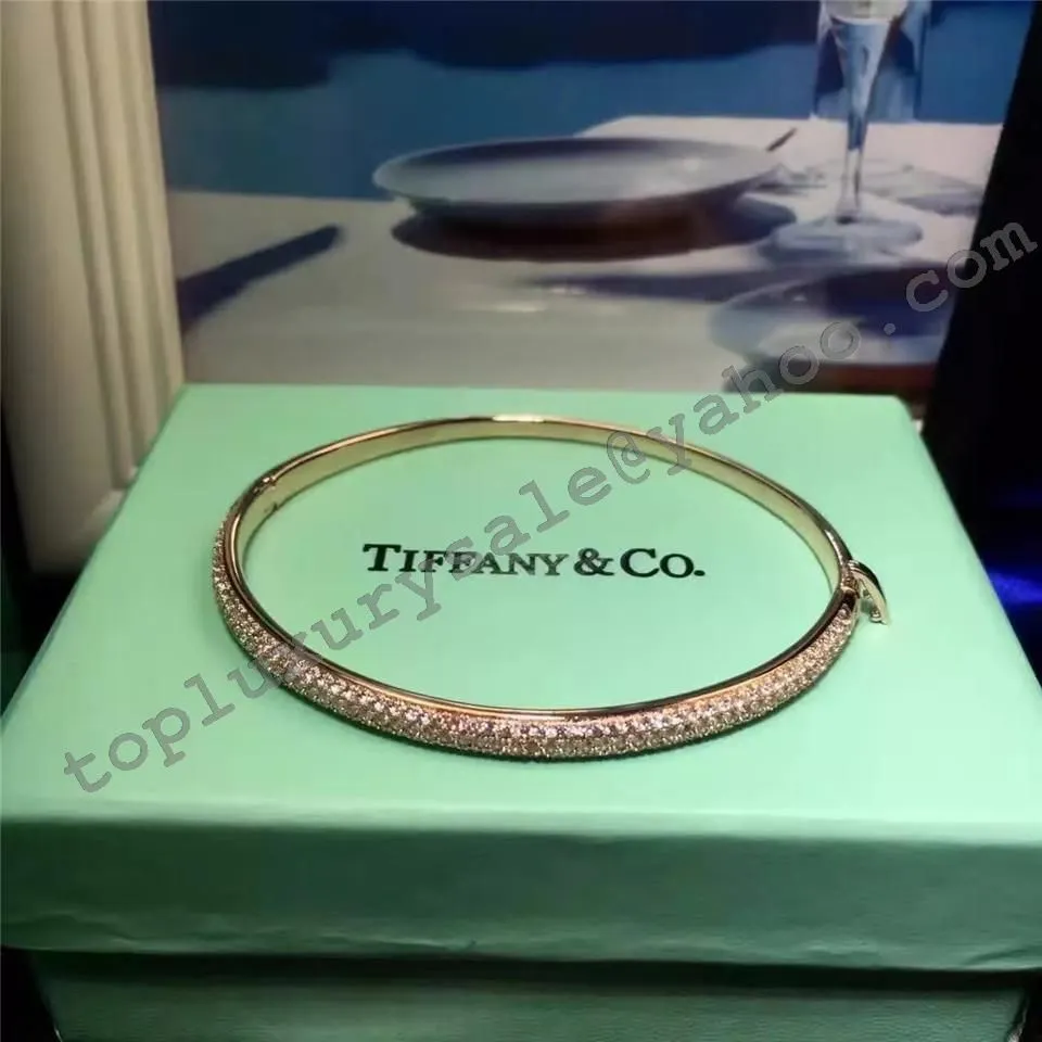 Tiffany Metro Three-row Hinged Bangle Sterling Silver Diamonds Wholesale